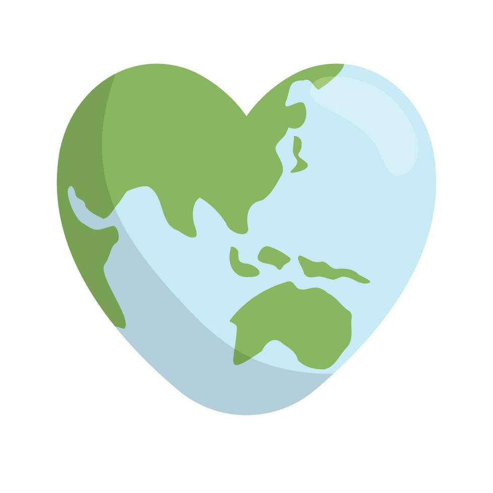 Heart shaped earth. Environment care. vector