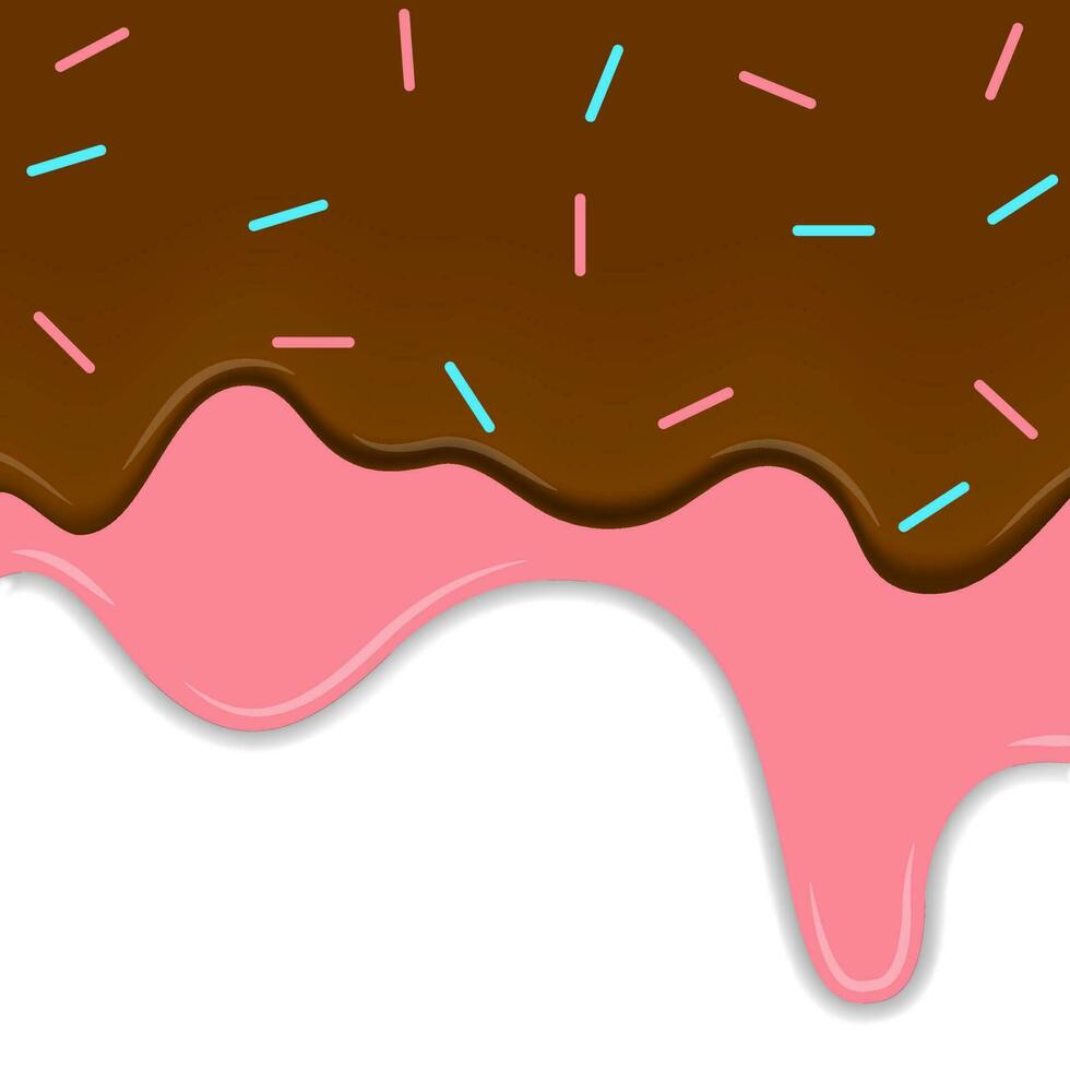 fresa y chocolate hielo crema con Adición. hielo crema Derretido vector