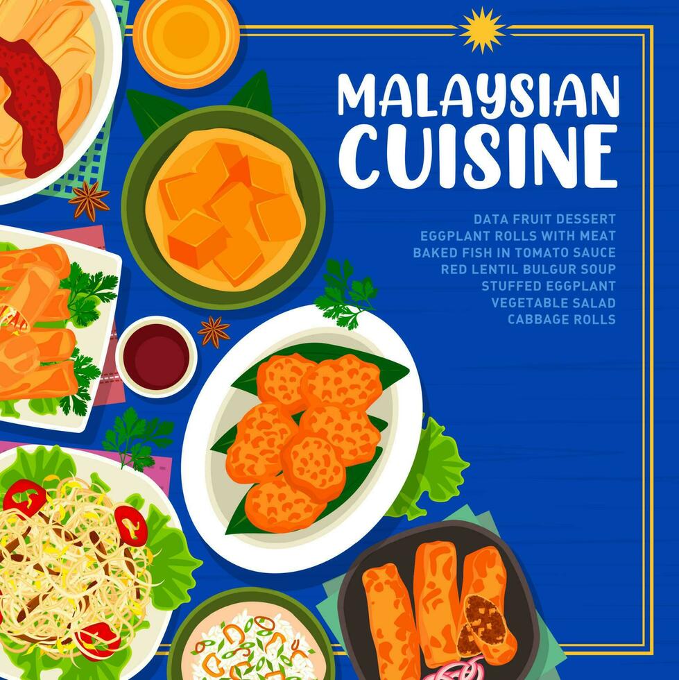 Malaysian cuisine menu cover vector template.