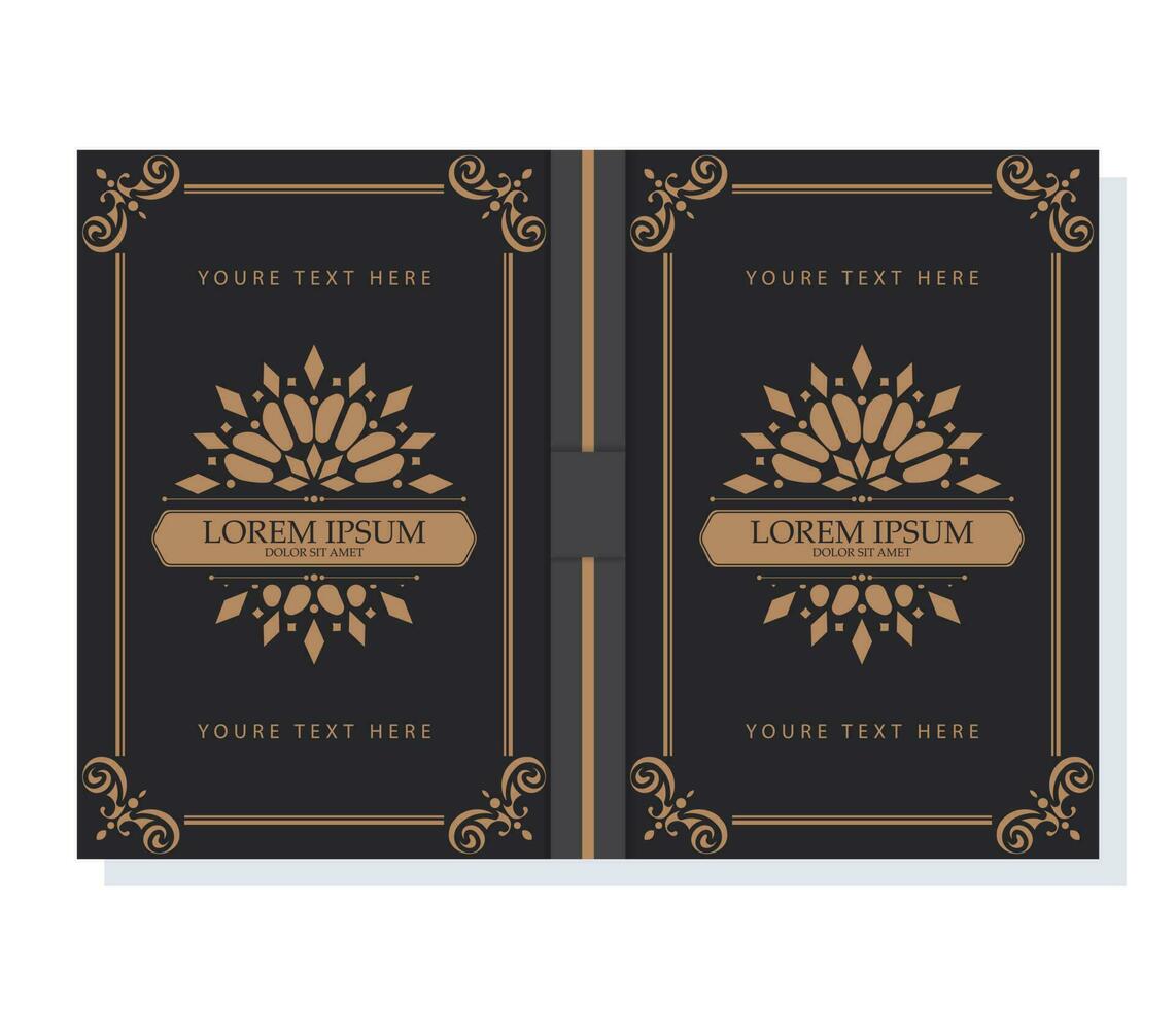 Ornamental book cover design template vector