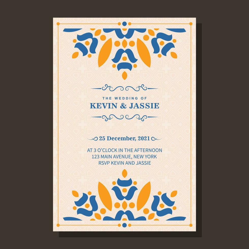 Elegant wedding invitation with pattern motif vector