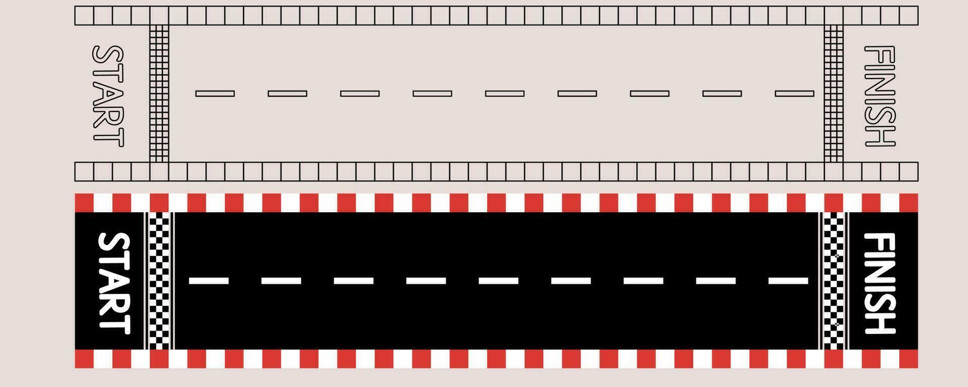 contorno silueta carreras pista con comienzo y terminar icono conjunto aislado en blanco antecedentes vector