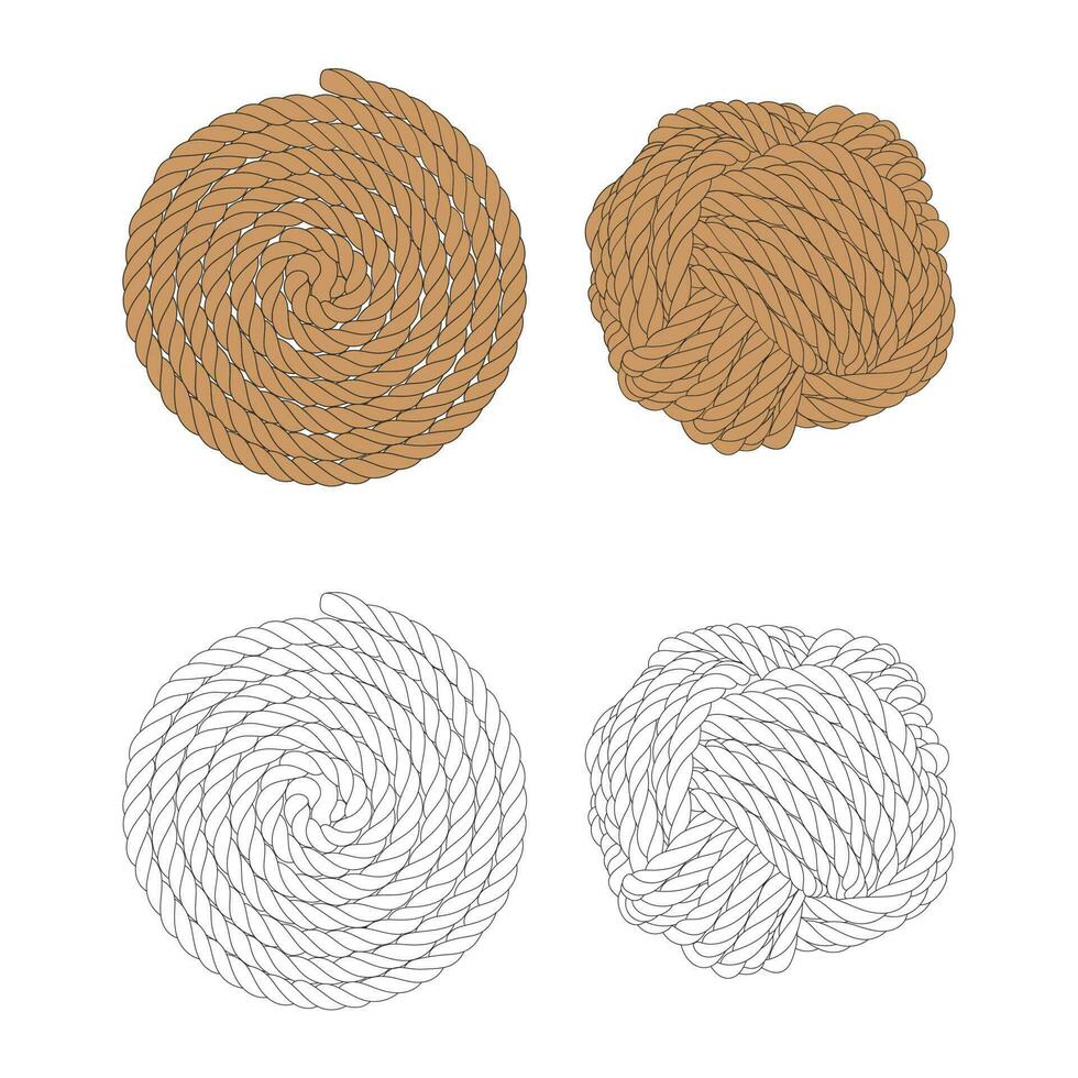 Set Of Rope Knots Borders Design Element. Vector illustration of Rope Knot. Rope Knot tamplate trainer.