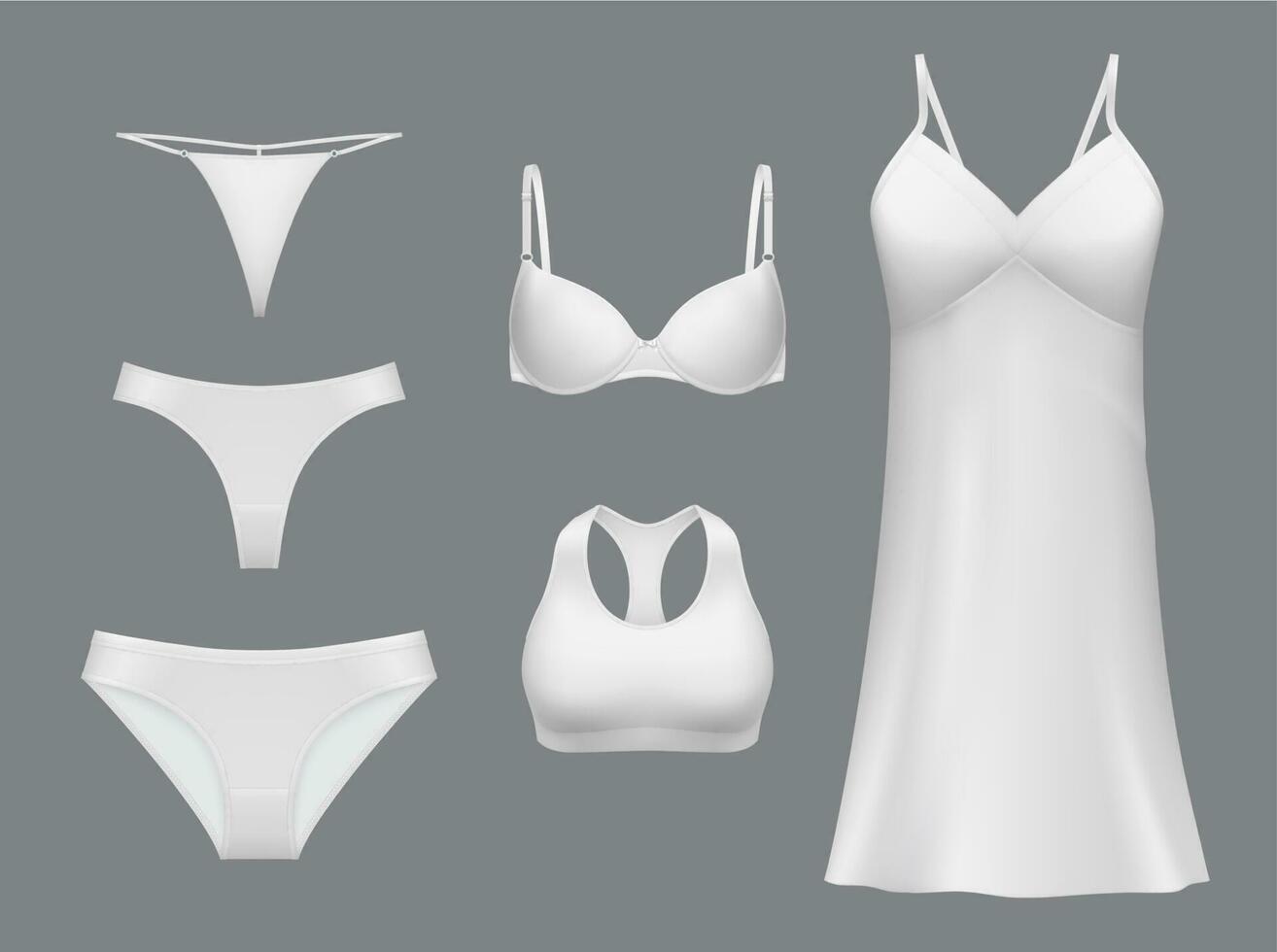 Female underwear vector mockup, isolated lingerie