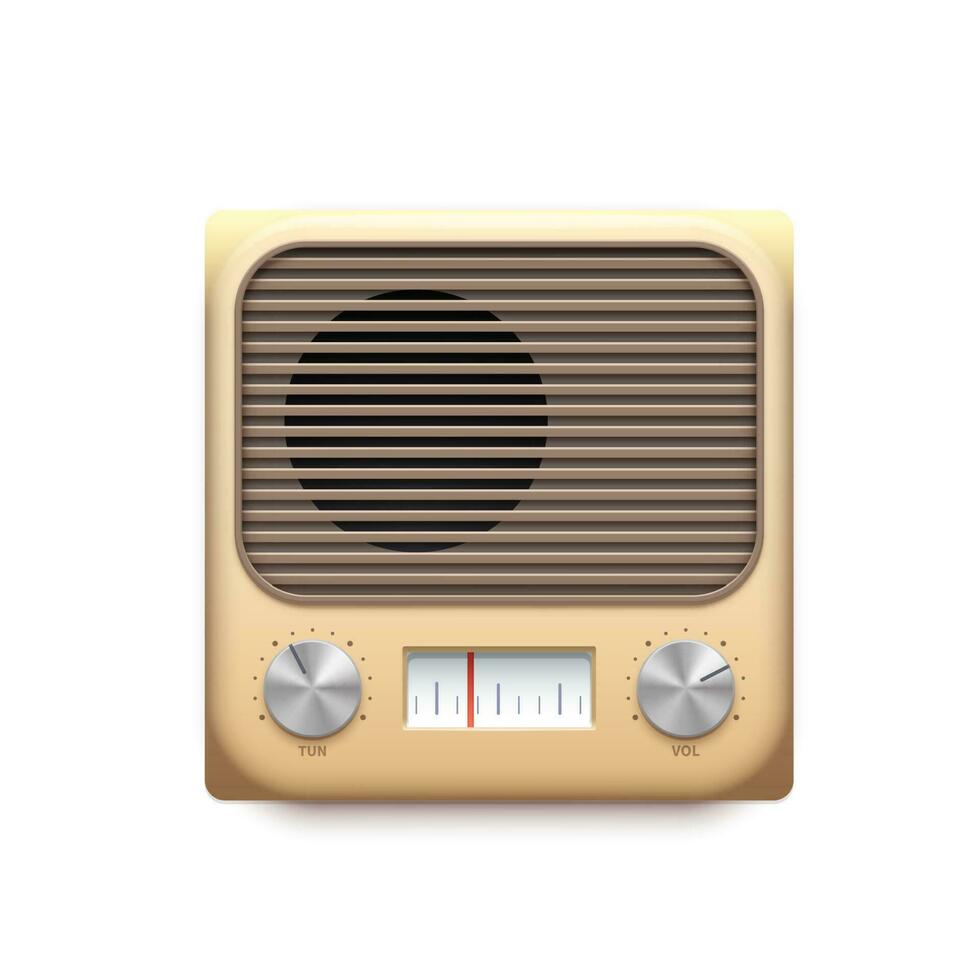 Retro FM radio music app icon, podcast, audio vector
