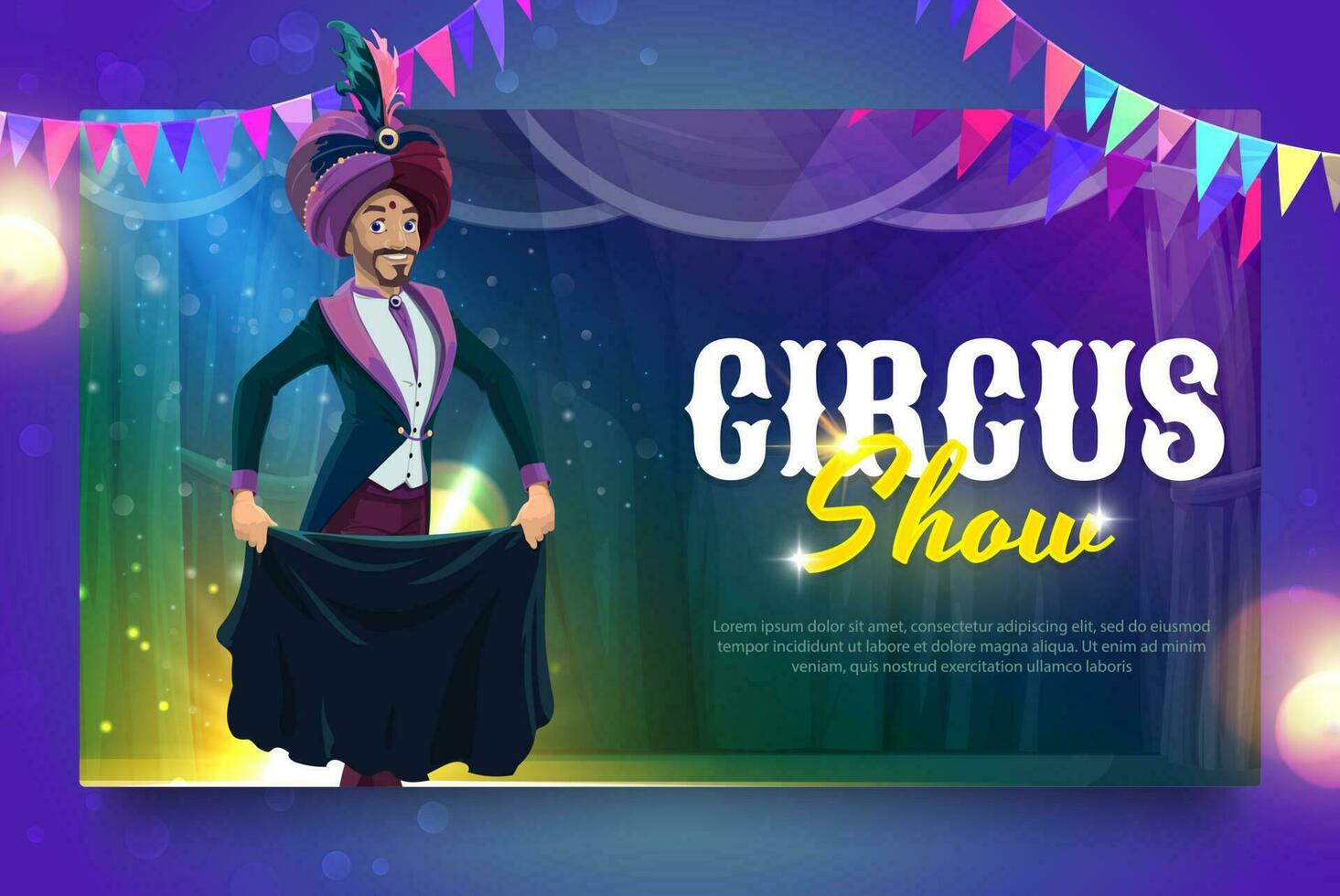 Shapito circus cartoon magician on stage vector