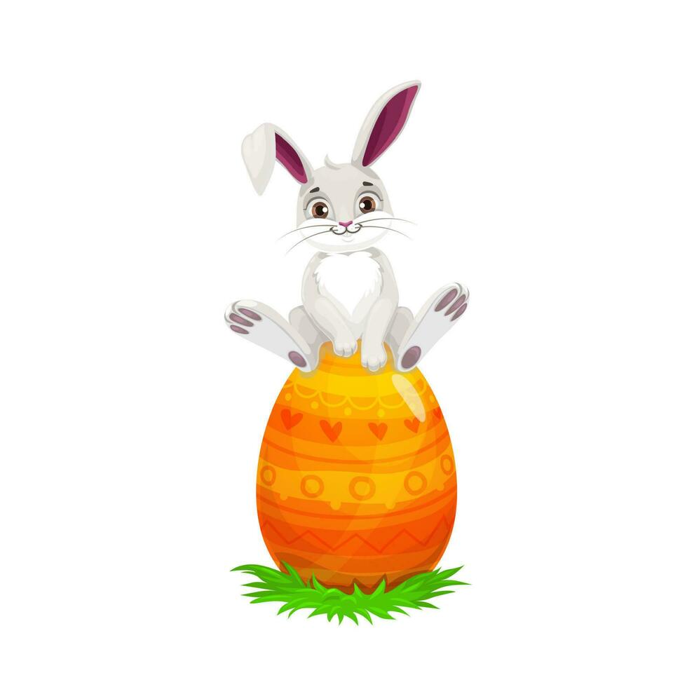 Bunny or rabbit on egg, Easter holiday vector