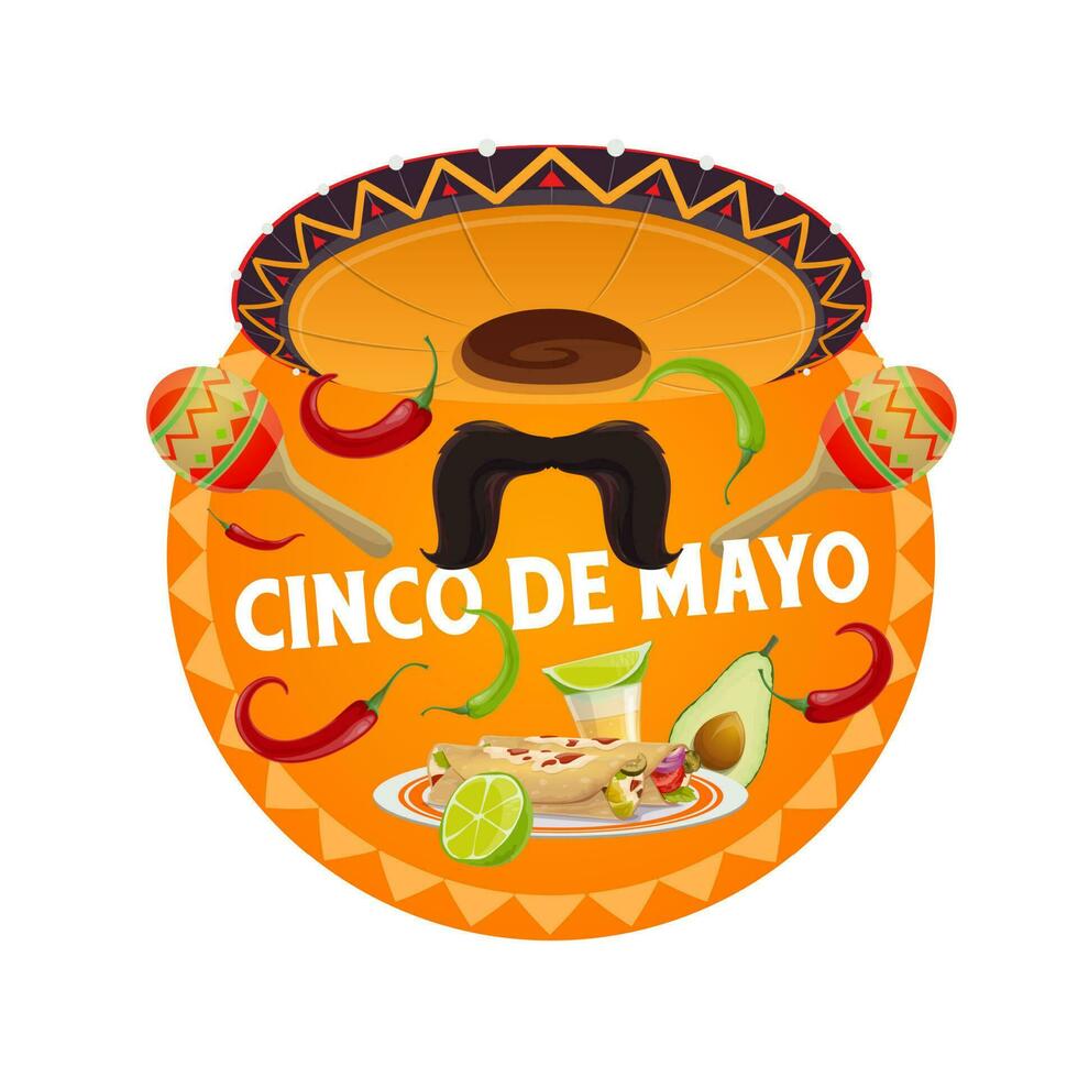 Cinco de Mayo vector round banner, Fiesta party