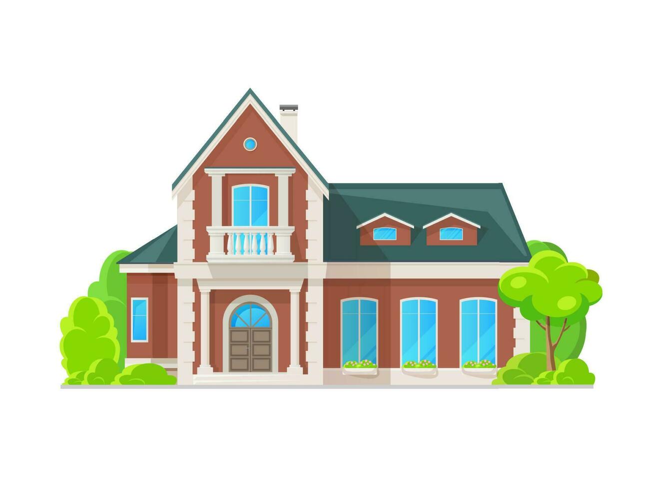 Suburban two story house with classic exterior vector