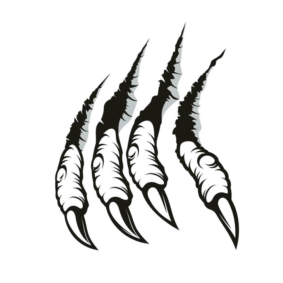 Dragon claw marks, monster fingers with long nails vector