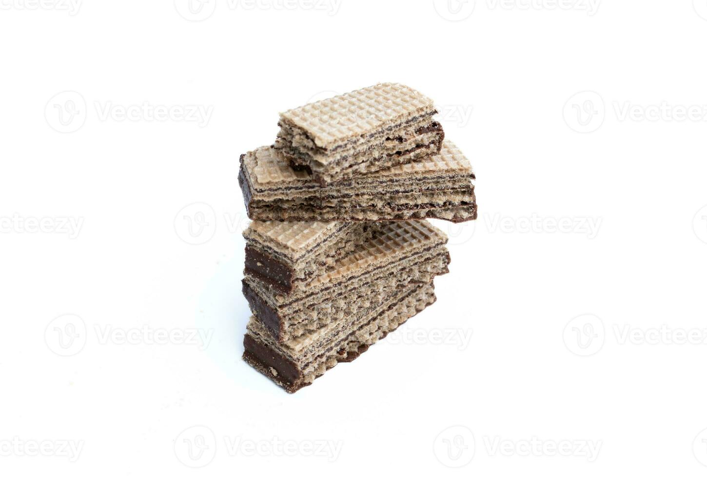 Chocolate wafers isolated on white background. photo