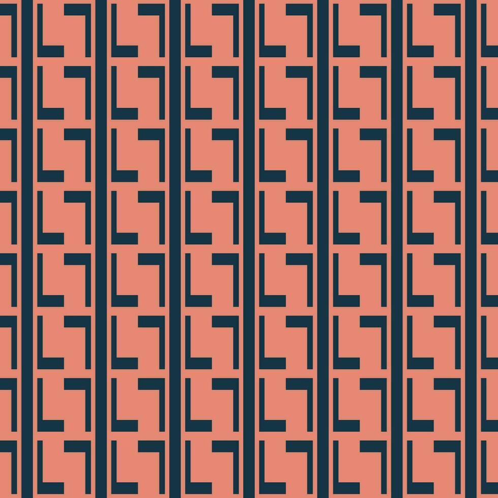 Picture the pattern of the letter L motif arranged in orange and navy blue. photo