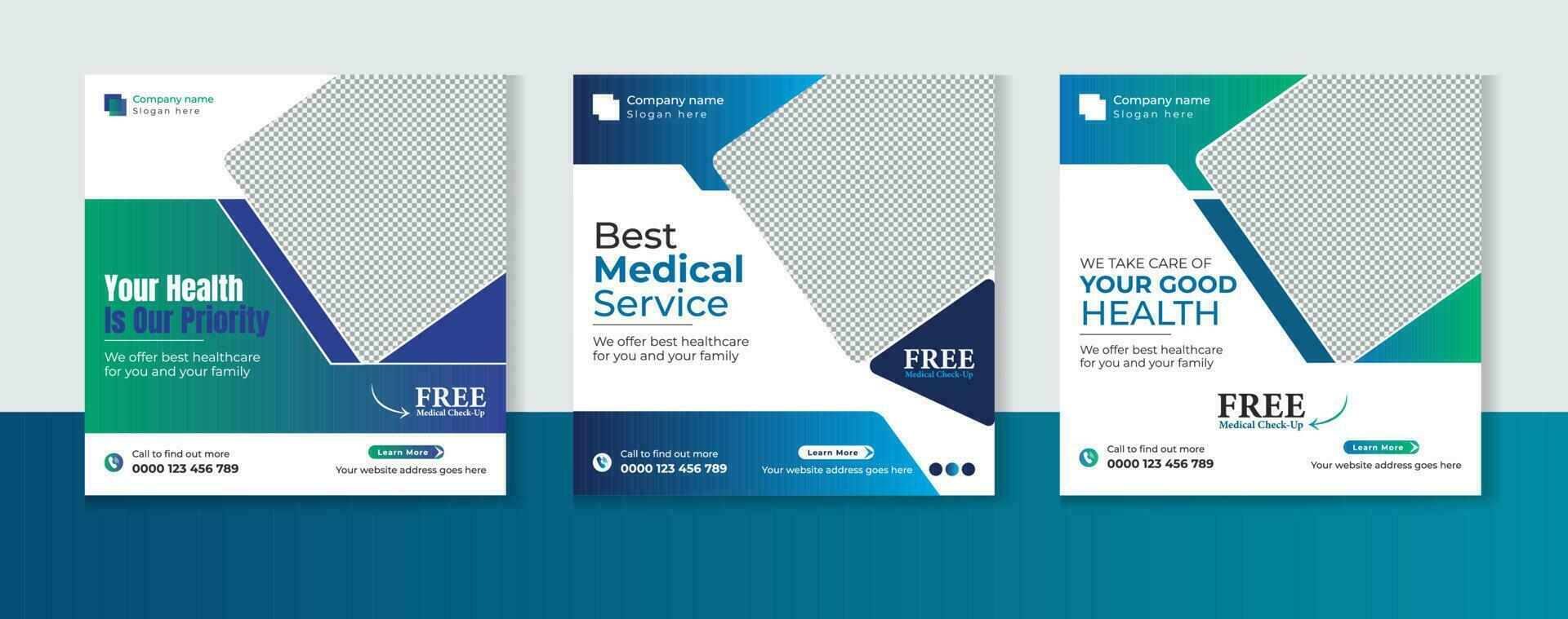 Medical healthcare social media post design bundle vector