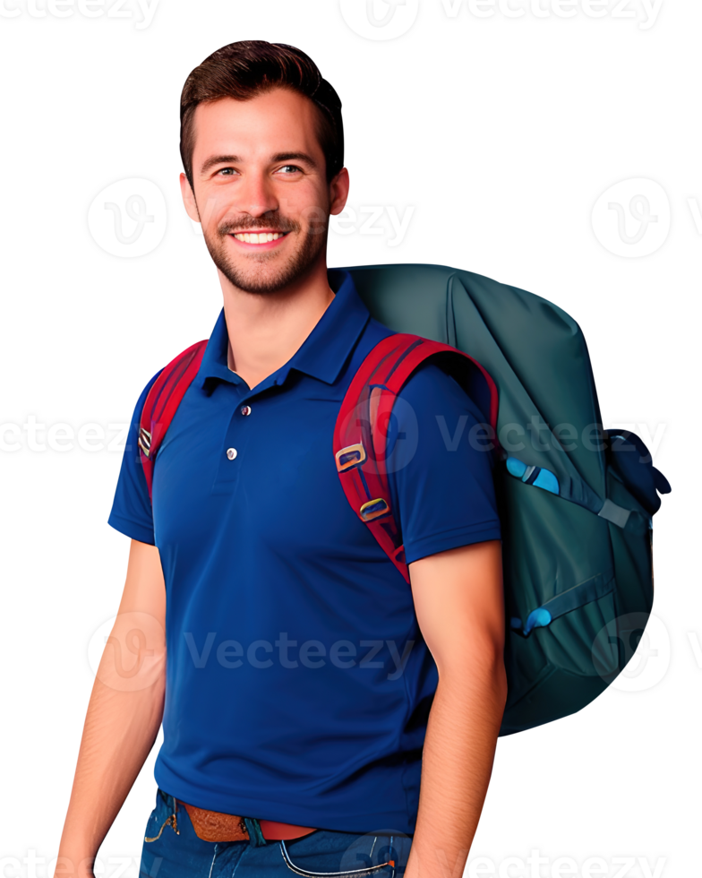 hombre con mochila. generativo ai png