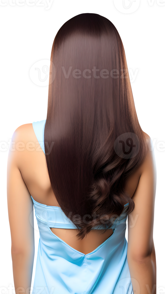 Backside of beautiful long hair woman. png