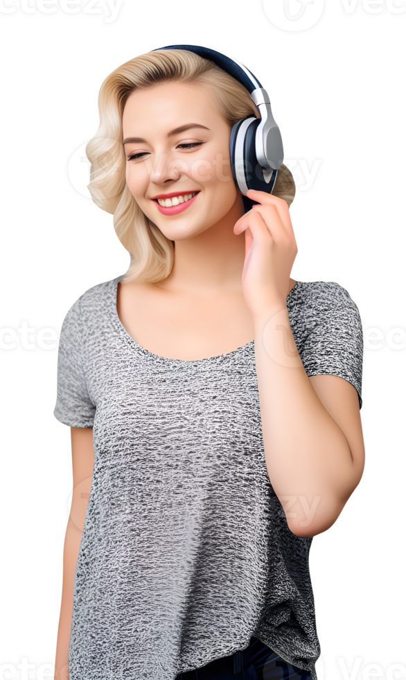 woman with headphone isolated. . png