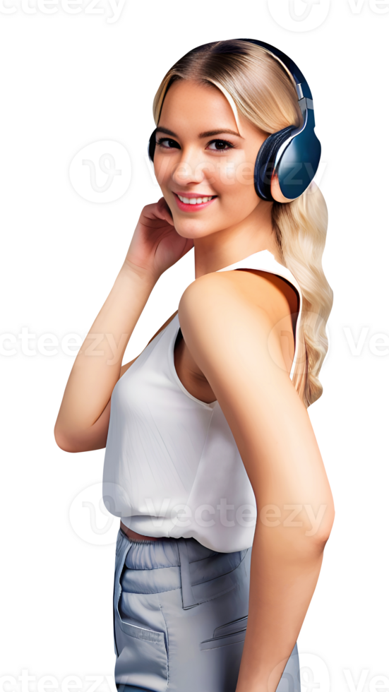 woman with headphone isolated. . png