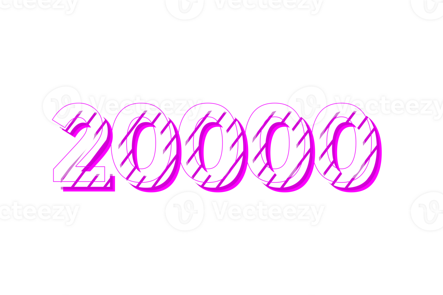 20000 subscribers celebration greeting Number with stripe design png