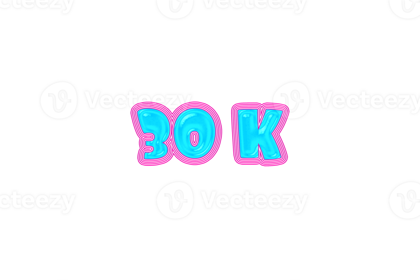 30 k subscribers celebration greeting Number with jelly design png