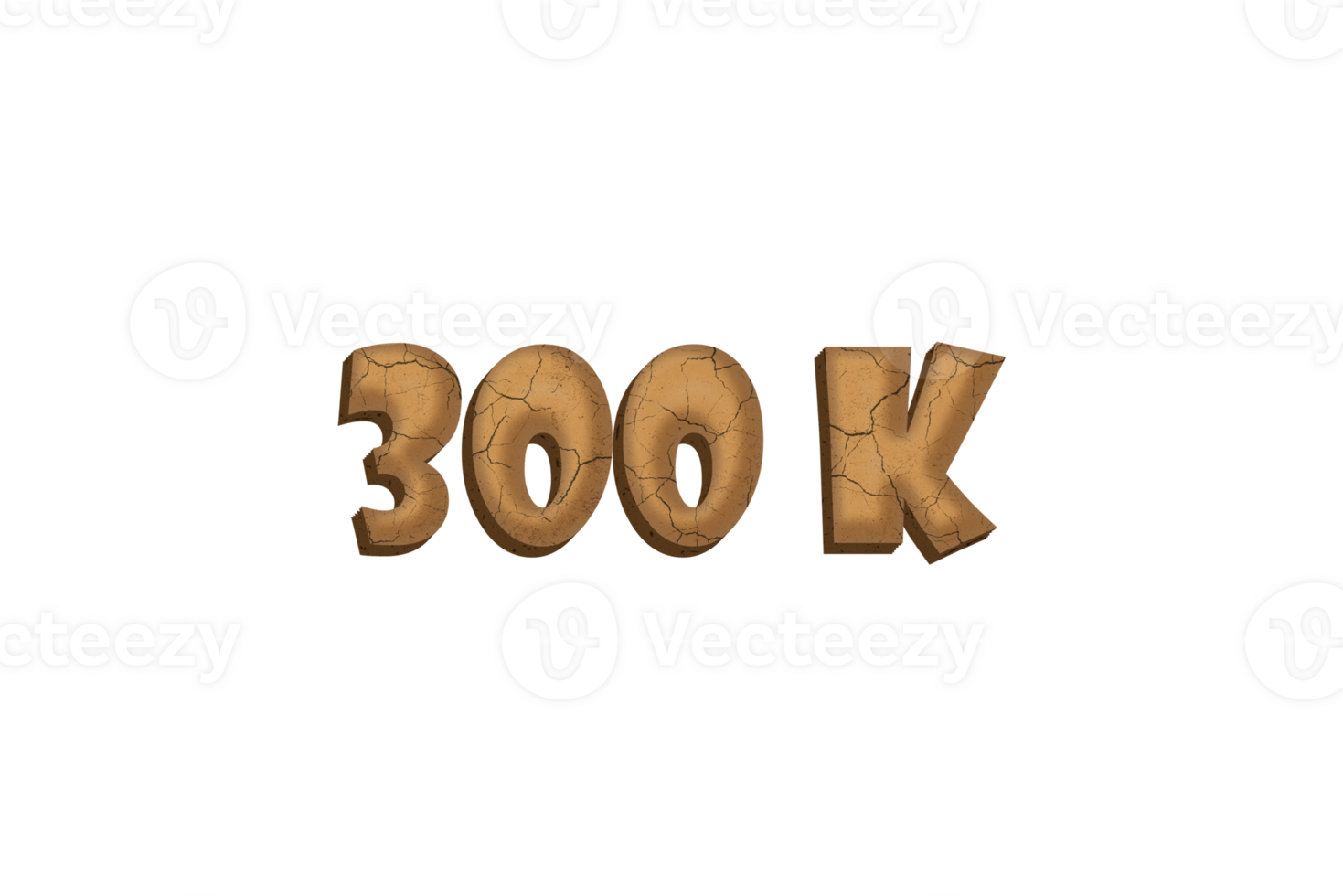 300 k subscribers celebration greeting Number with clay design png