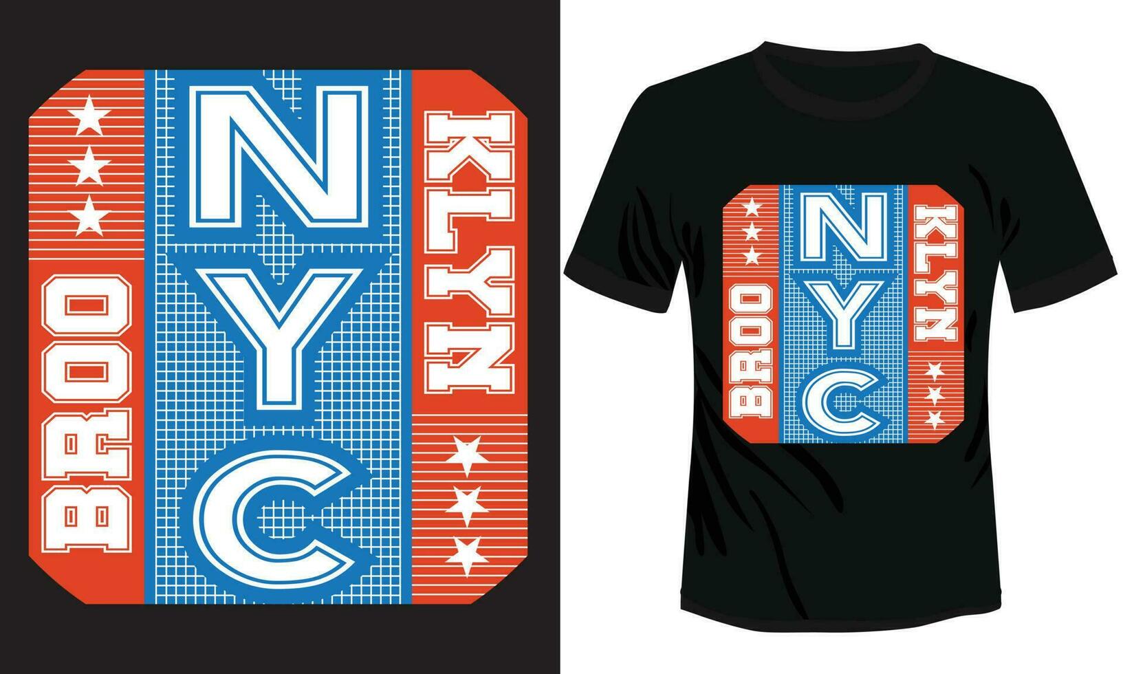 classic retro style t-shirt design with the Brooklyn and NYC text black background vector