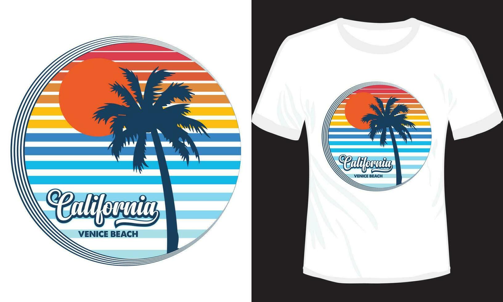 California Beach Surfing with palm trees vector vintage t-shirt illustration design, California Venice beach surfing t-shirt design