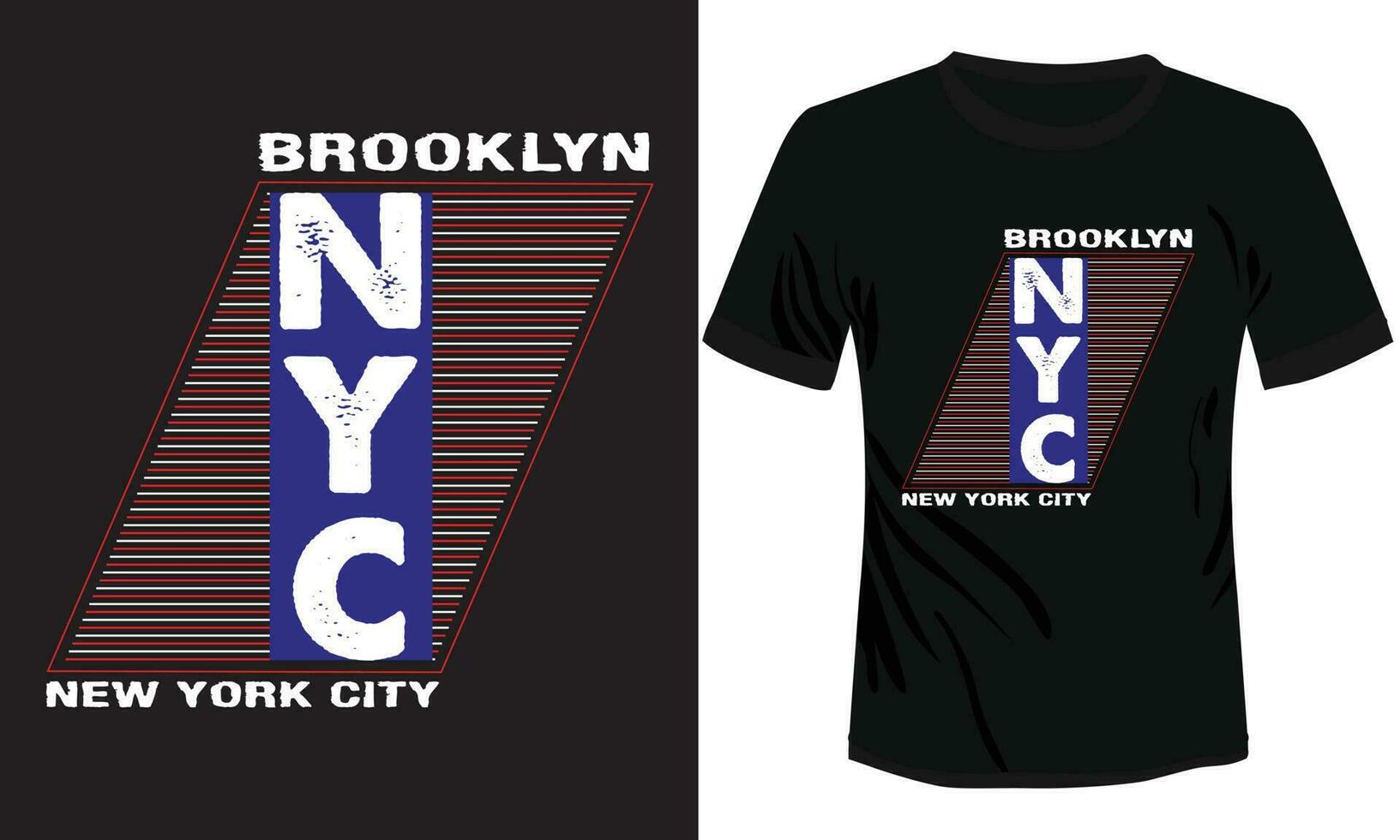 NYC classic vector t-shirt design with the Brooklyn text with black background, print-ready t-shirt design.