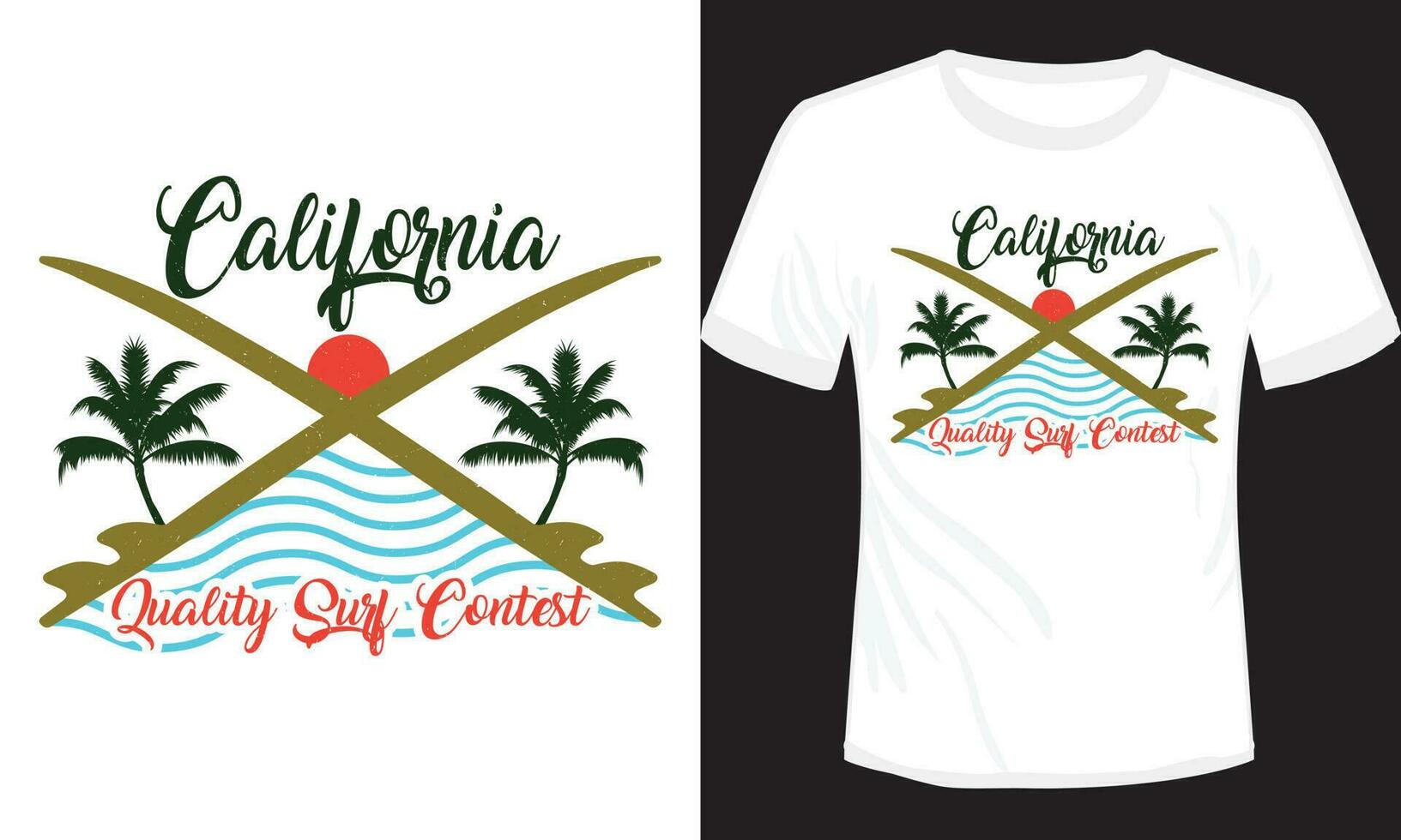 California Surf Contest T-shirt Design Illustration vector