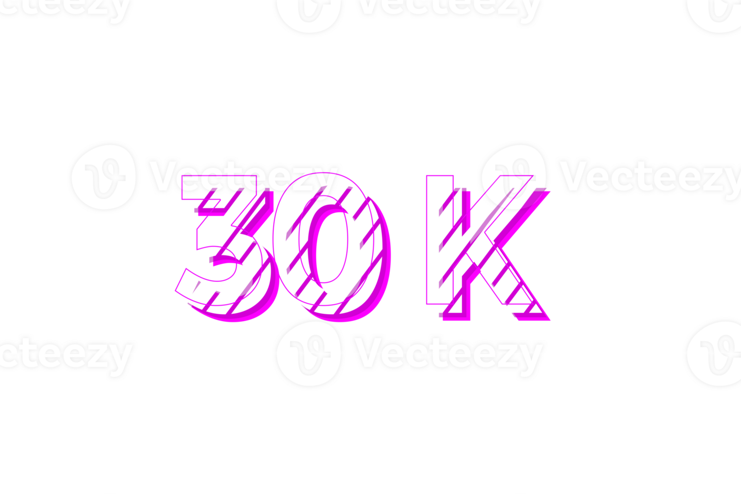 30 k subscribers celebration greeting Number with stripe design png