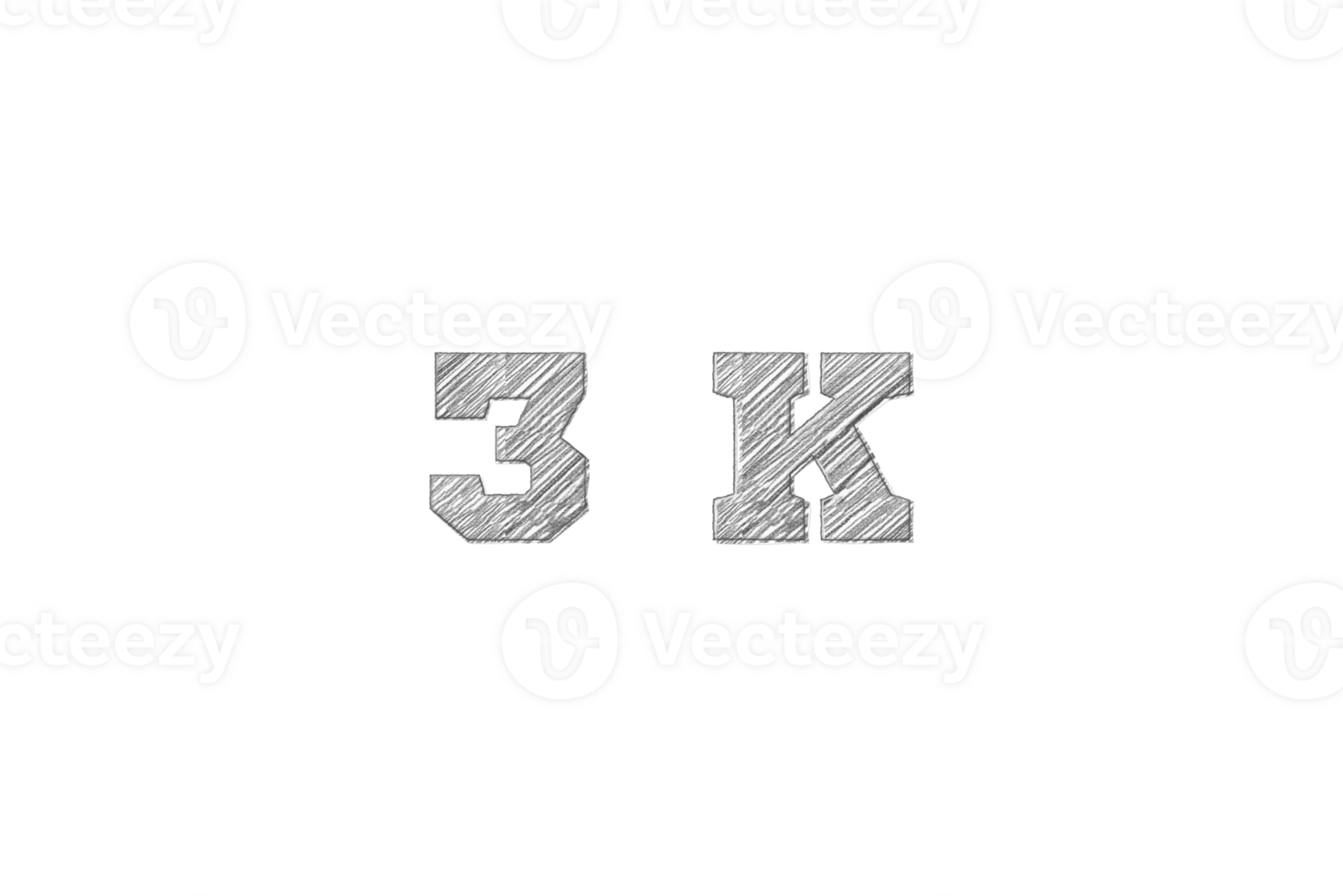 3 k subscribers celebration greeting Number with pencil sketch design png