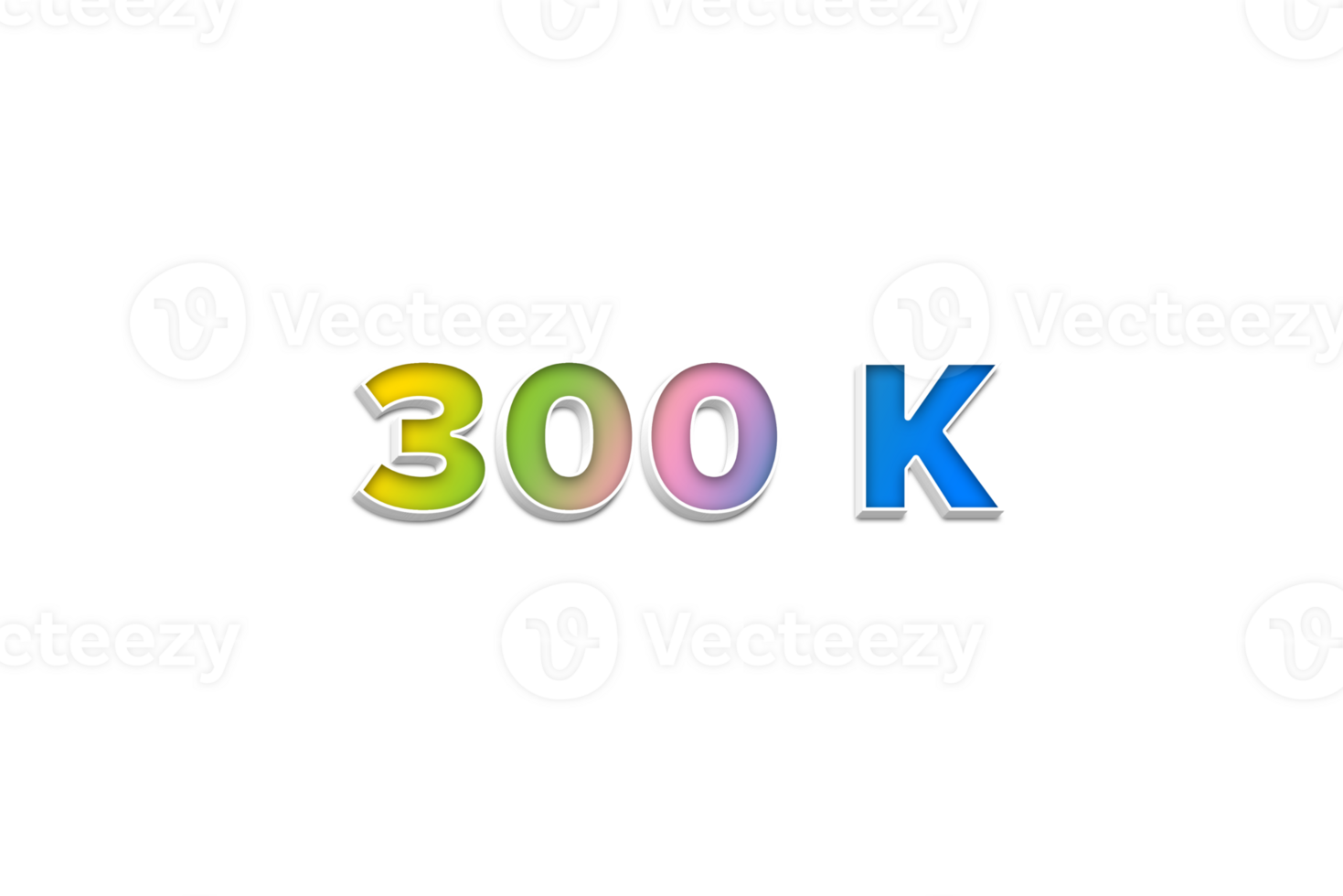 300 k subscribers celebration greeting Number with 3d extrude design png
