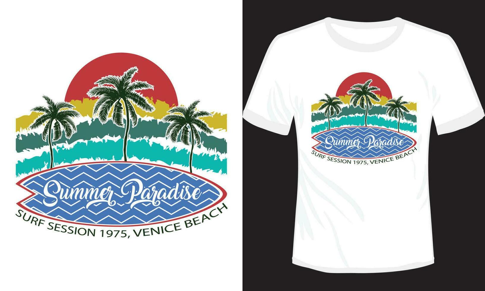Summer Paradise California Mountain Vector Illustration