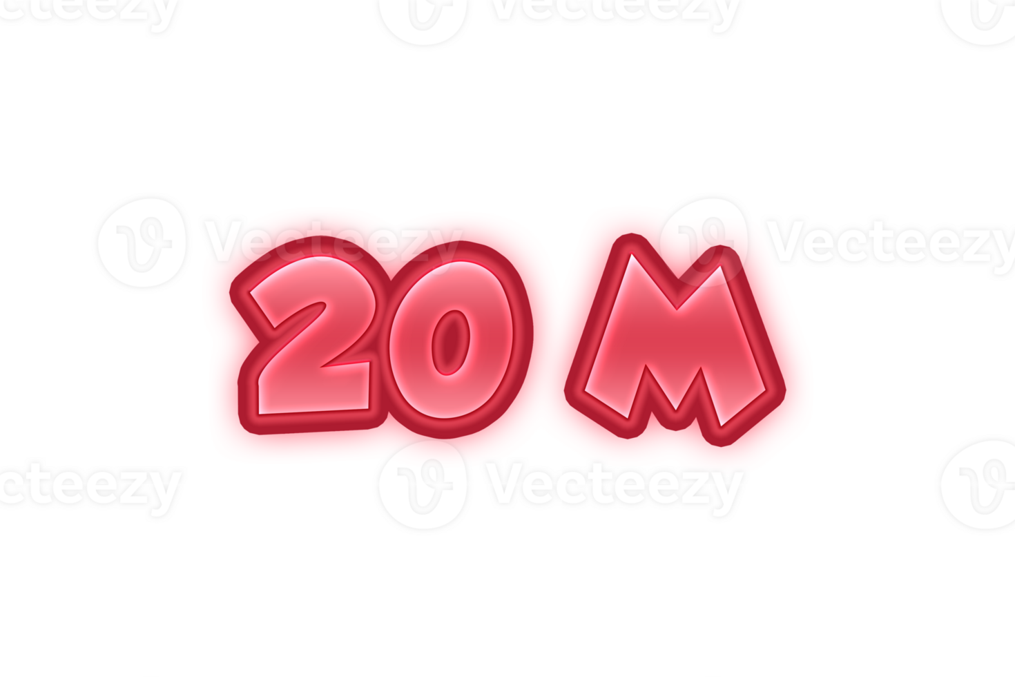 20 million subscribers celebration greeting Number with red embossed design png