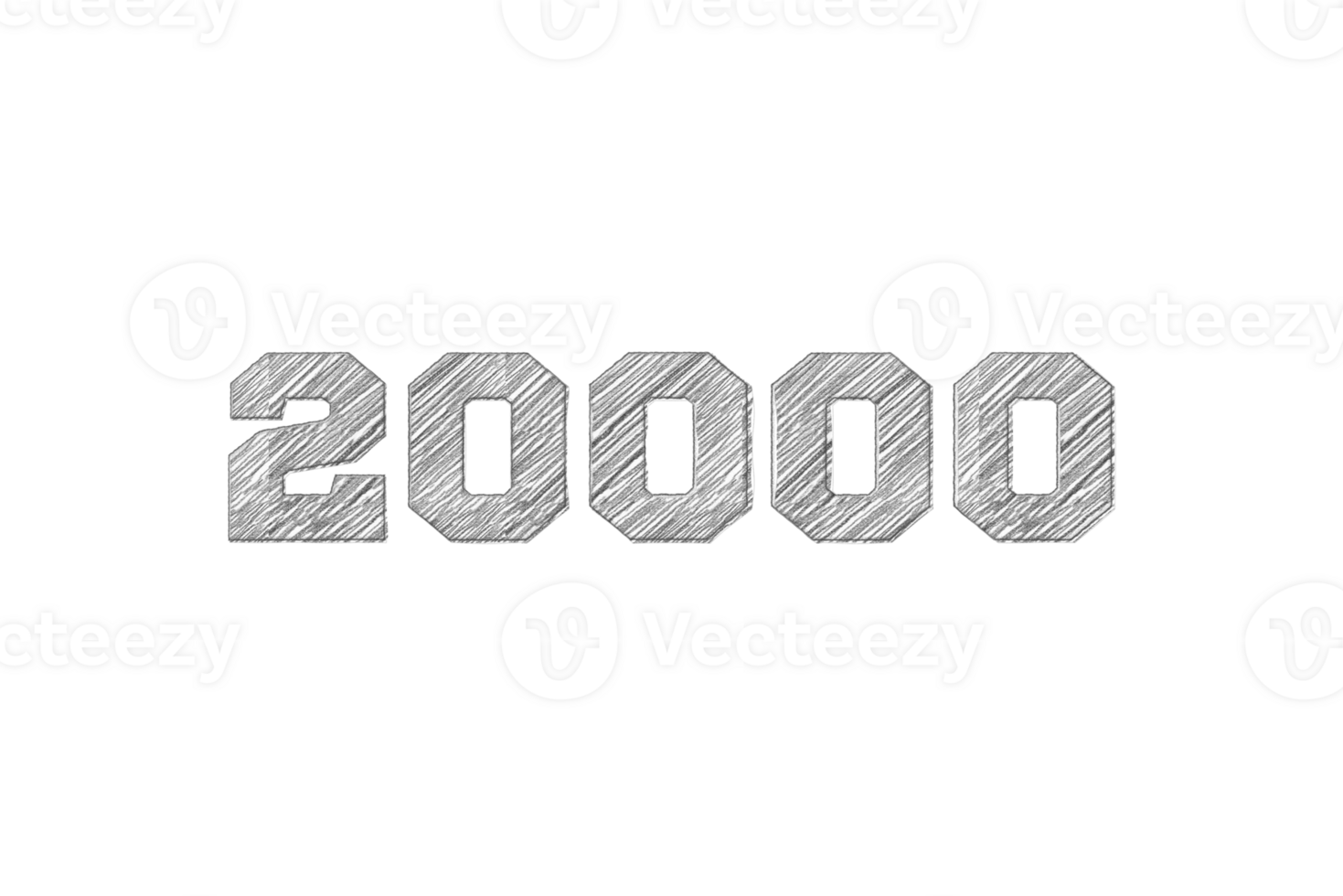 20000 subscribers celebration greeting Number with pencil sketch design png