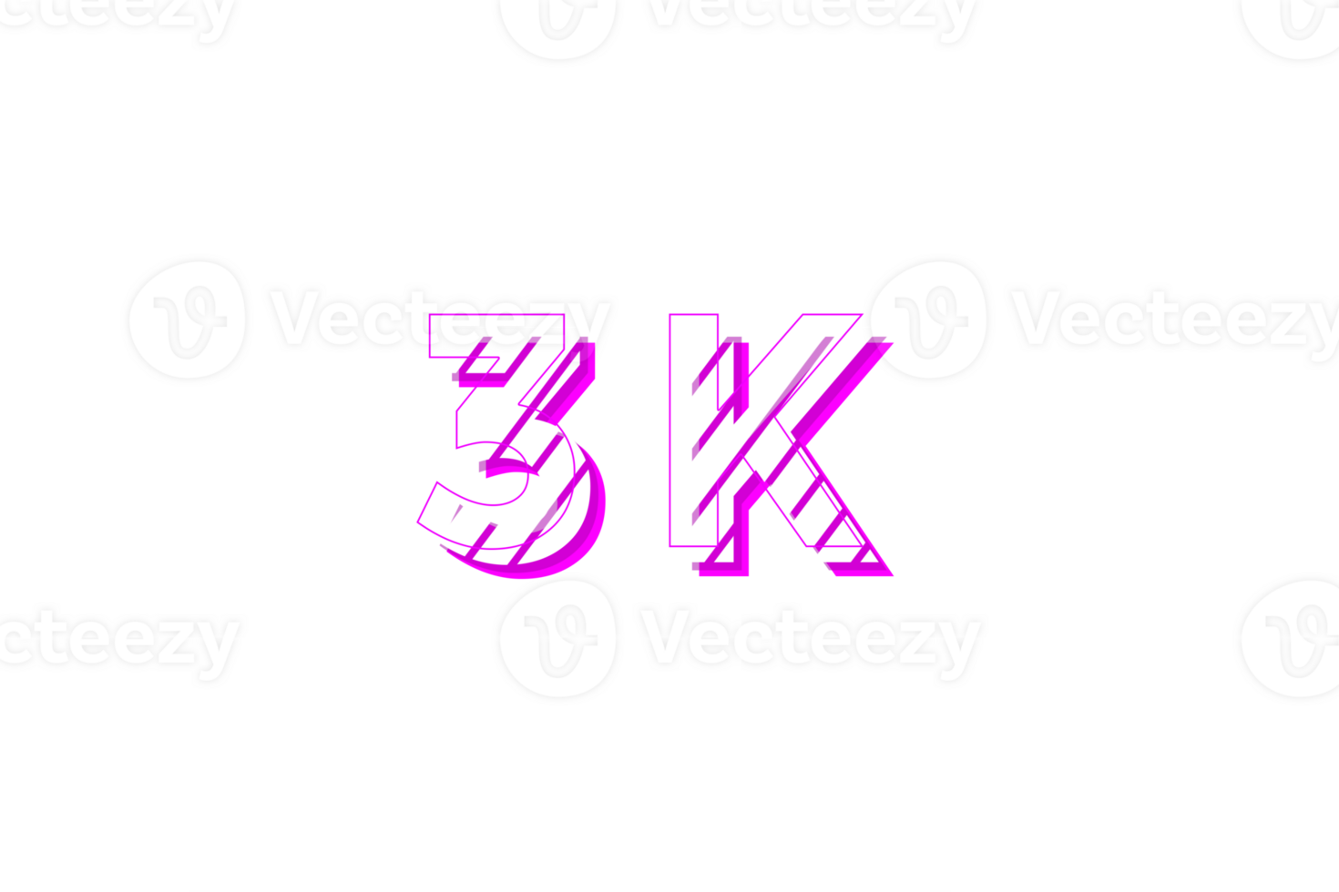 3 k subscribers celebration greeting Number with stripe design png