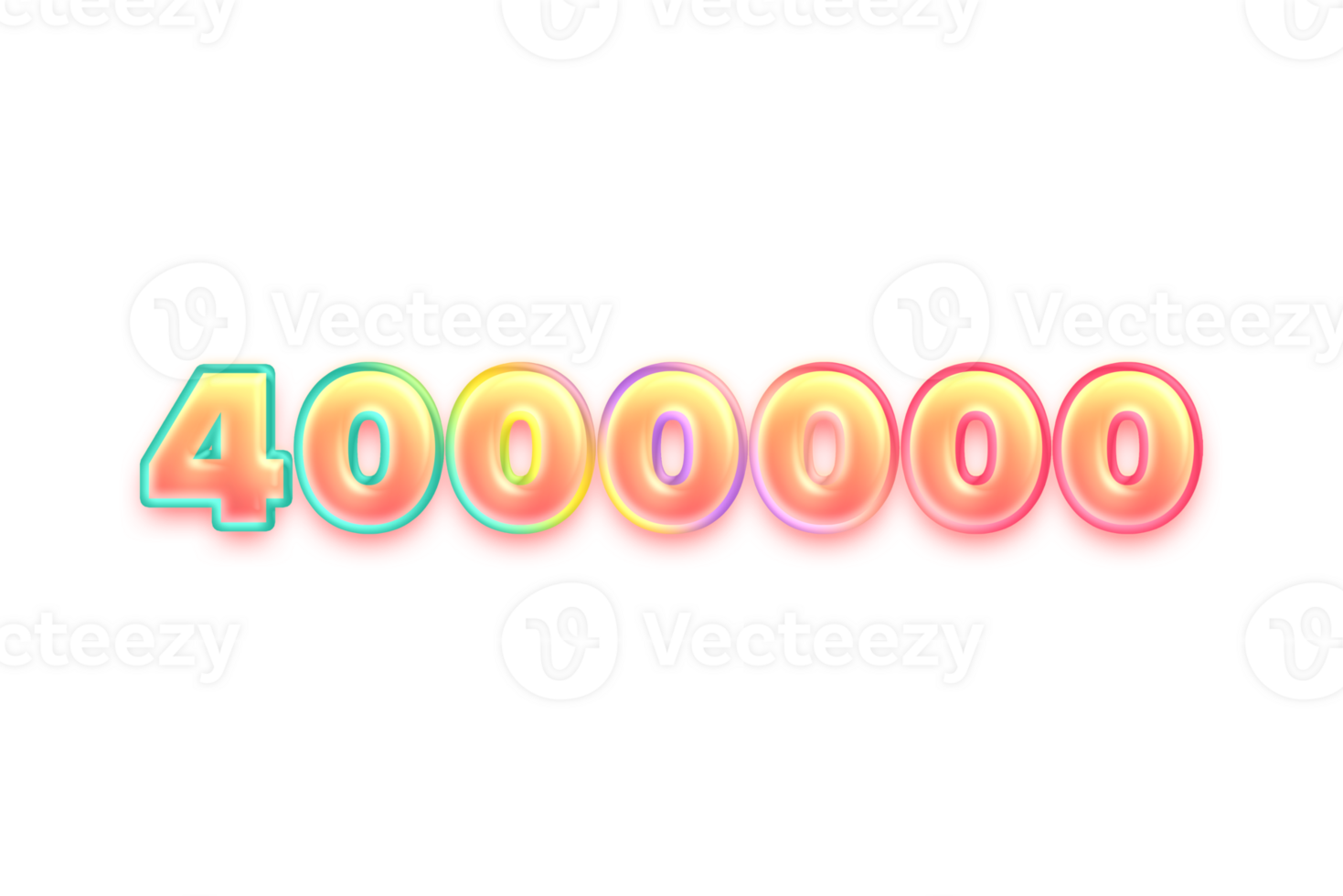 4000000 subscribers celebration greeting Number with candy color design png
