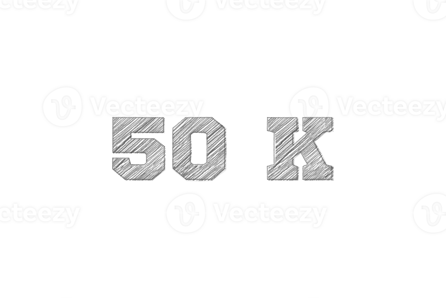 50 k subscribers celebration greeting Number with pencil sketch design png