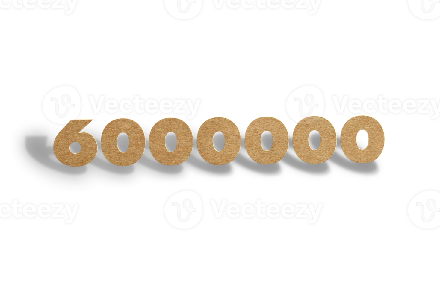 6000000 subscribers celebration greeting Number with hard card cutted design png