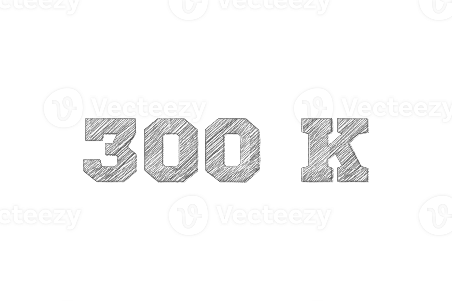 300 k subscribers celebration greeting Number with pencil sketch design png