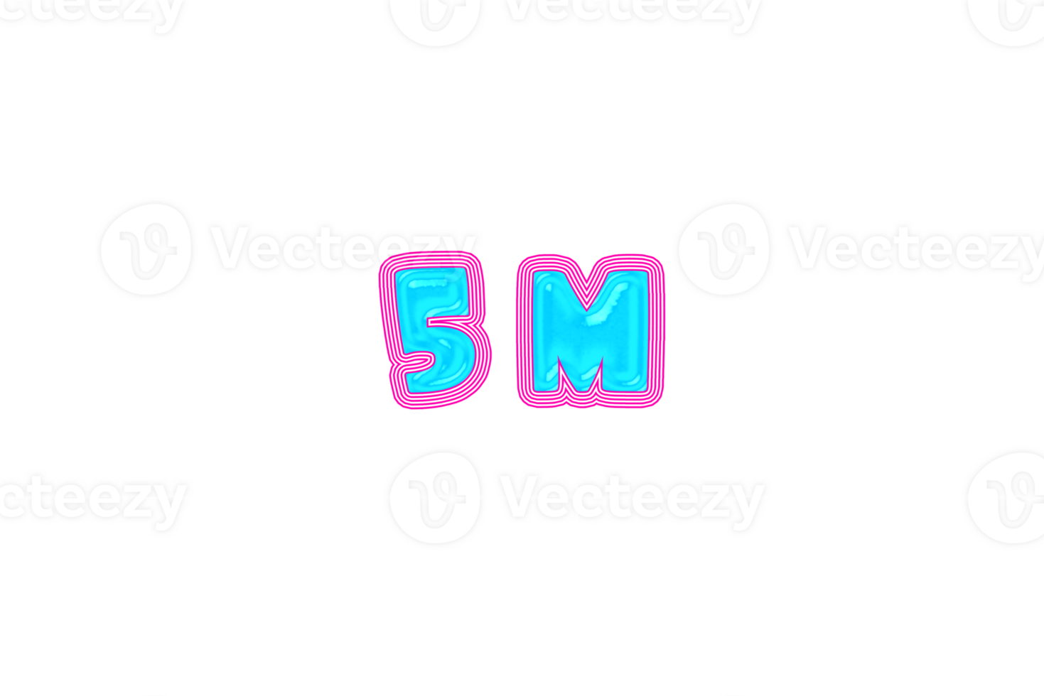 5 million subscribers celebration greeting Number with jelly design png