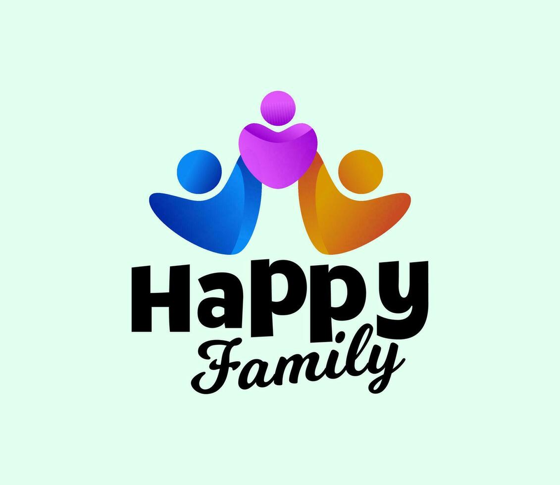 Happy Family holding hand together logo concept vector