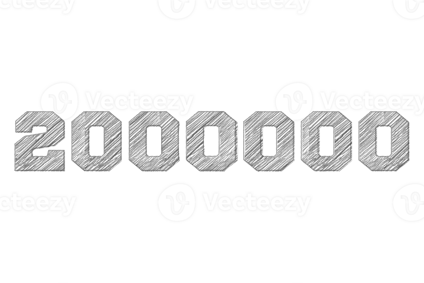 2000000 subscribers celebration greeting Number with pencil sketch design png