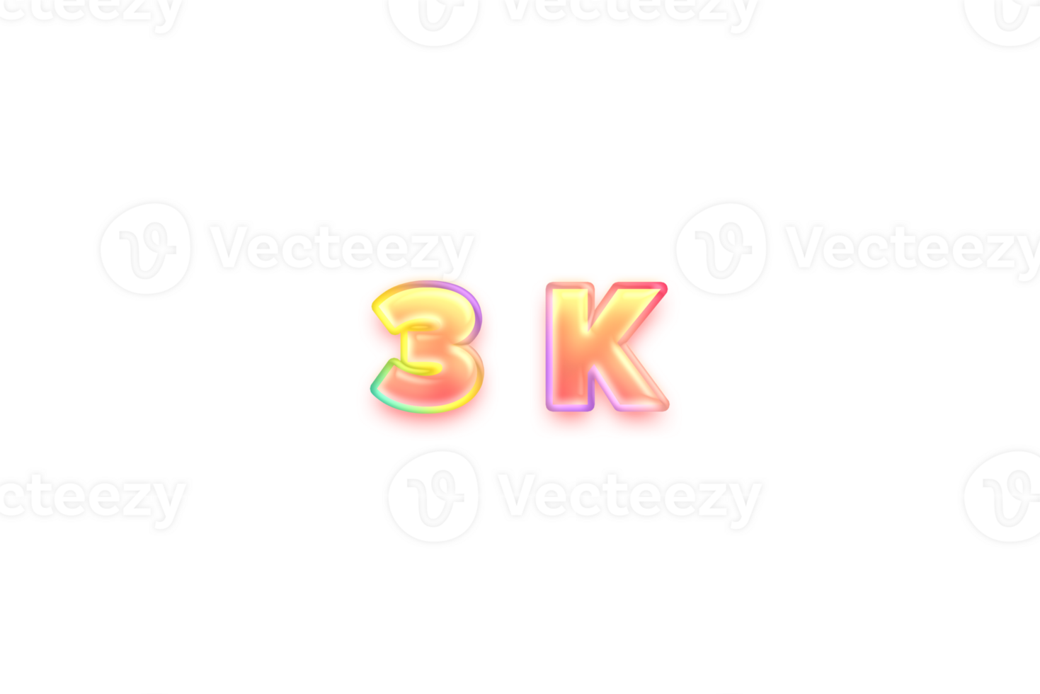 3 k subscribers celebration greeting Number with candy color design png