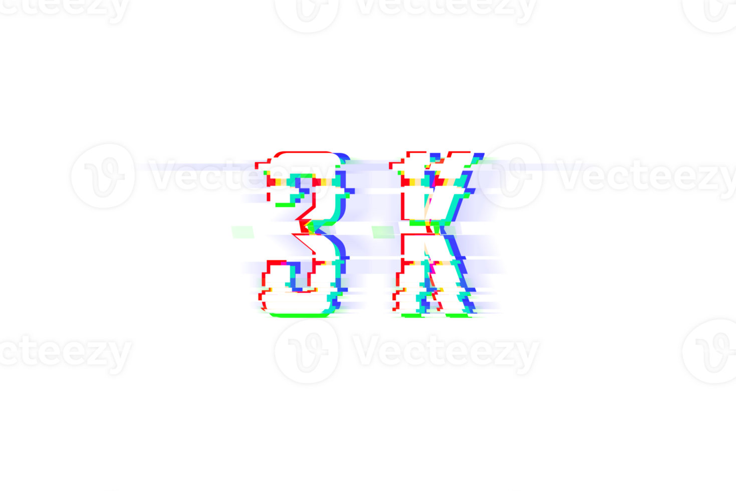 3 k subscribers celebration greeting Number with glitch design png