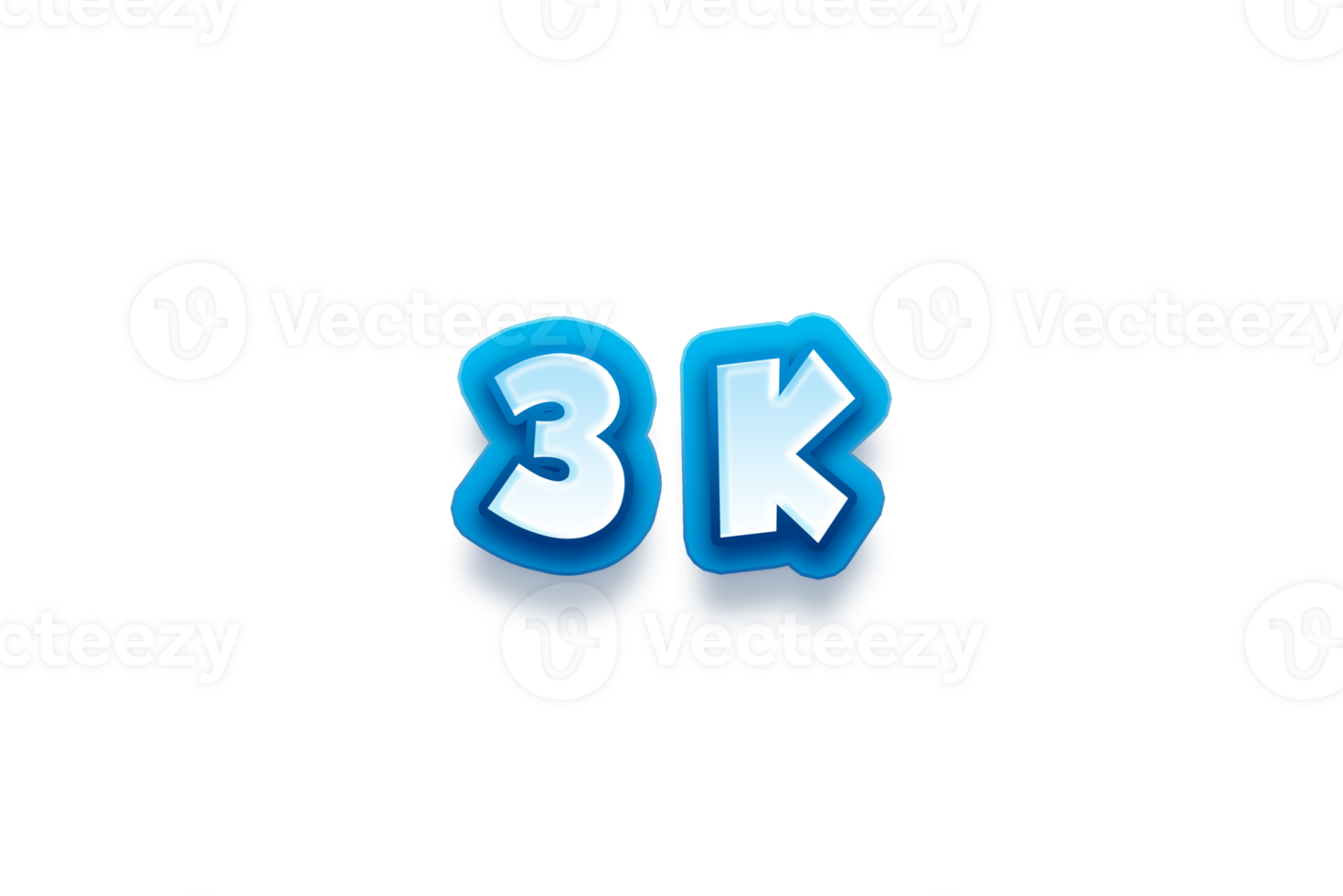 3 k subscribers celebration greeting Number with modren blue design png