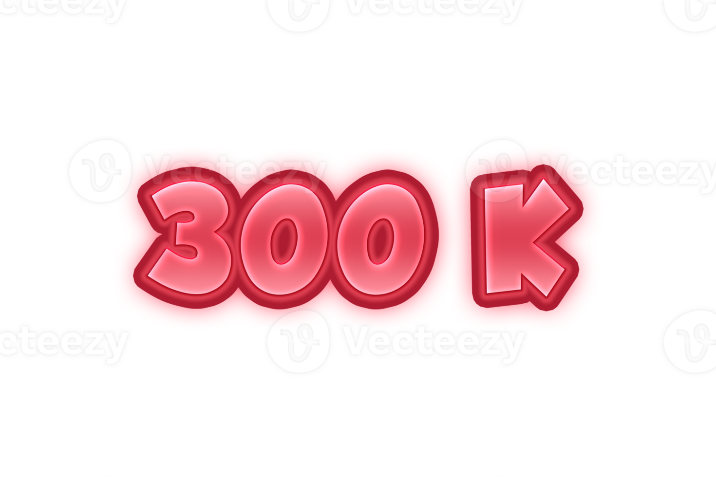 300 k subscribers celebration greeting Number with red embossed design png
