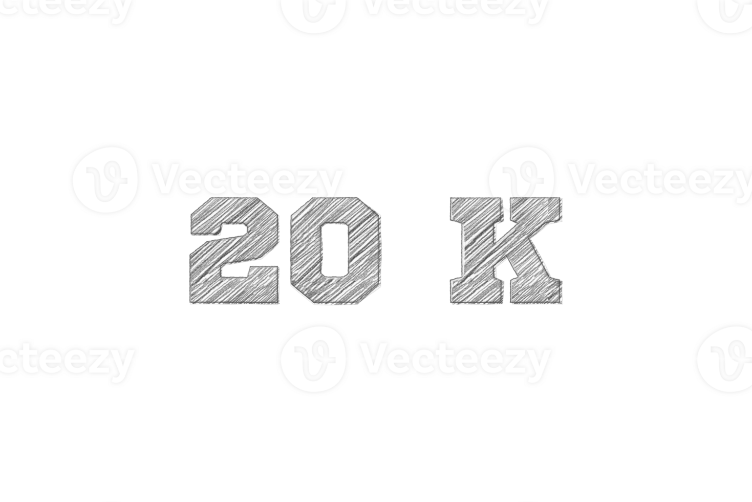 20 k subscribers celebration greeting Number with pencil sketch design png