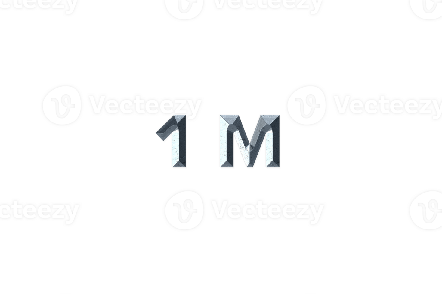 1 million subscribers celebration greeting Number with grey metal design png