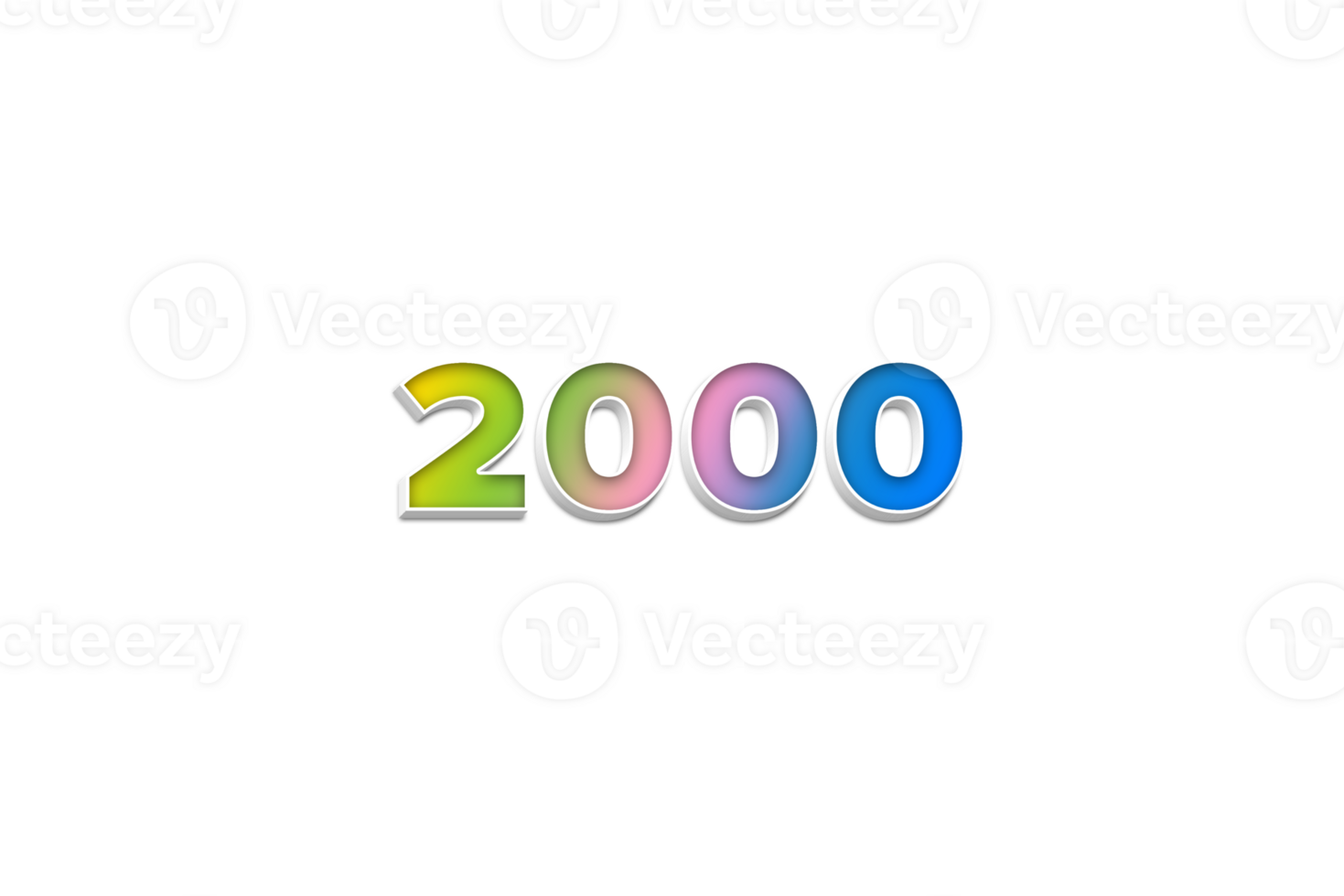 2000 subscribers celebration greeting Number with 3d extrude design png
