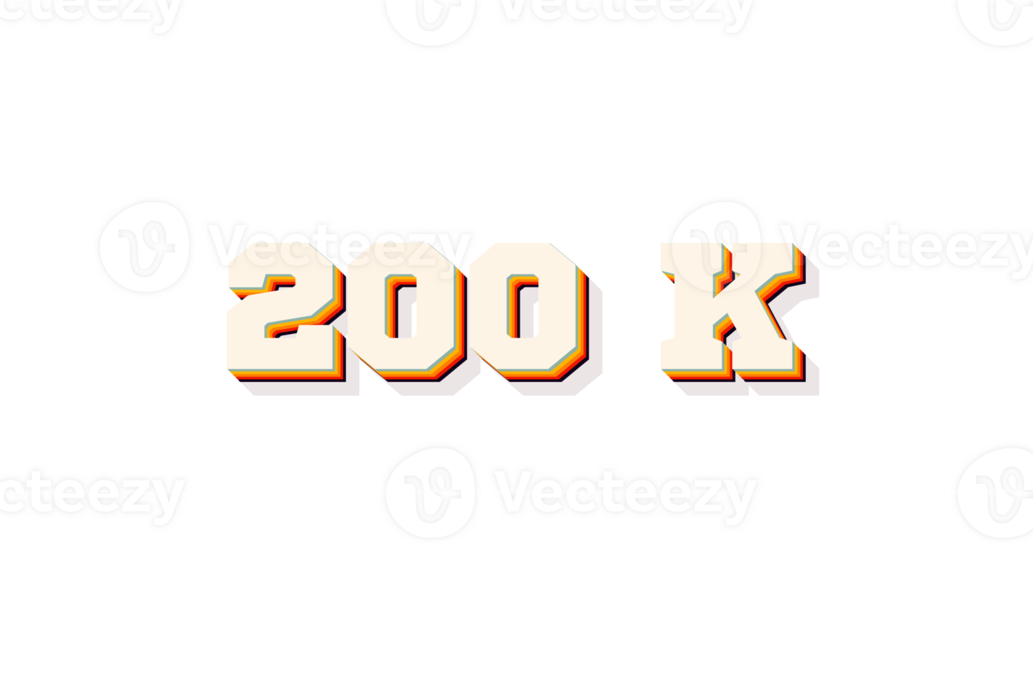 200 k subscribers celebration greeting Number with retro 2 design png